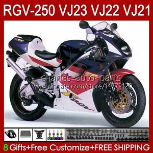 Suzuki RVG250 250cc vj 23 RGV250 SAPC VJ23カウリングRGV-250CC 1997 1998 1998 Bodywork 107h.37色ストックRGVT-250 RGV 250 CC RGV-250パネル97 98フェアリングキット