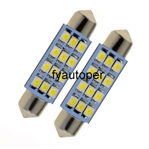 2st 42mm Universal Car Tuning Dome 3528-SMD 12 LED-glödlampa Interiör Ljus Festoon White Mini Lamp Interiördelar Biltillbehör