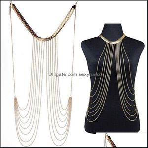 Other Body Jewelry 1X Chain Necklaces Tassel Alloy Long Necklace Female Fashion Drop Delivery 2021 Tgde9