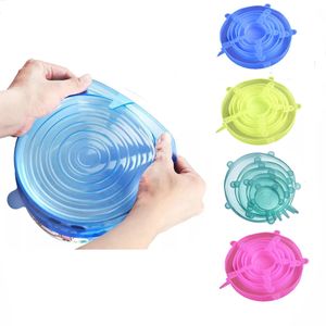 Reusable Silicone Caps Food Cover Adjustable Stretch Bowl Lids Kitchen Wrap Seal Fresh Keeping Cookware Accessories FHL150-WLL