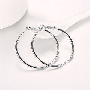 Pendientes Criolla De Plata al por mayor-Pendientes de aro de círculo de plata para mujer Joyería de pendiente de Navidad Q2