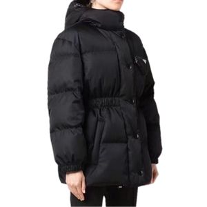 Kvinnorjackor Vinter outkläder ner rockar utomhus mode huva bälte blixtlås design varm jacka lady kappa