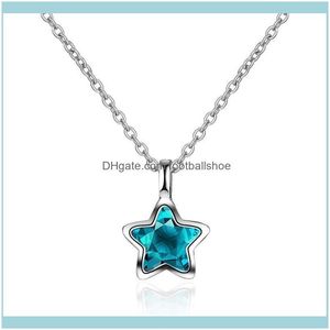 & Pendants Jewelryarrival 925 Sterling Sier Fashion Blue Crystal Star Ladies Chains Necklaces Women Girls Jewelry Short Chain Gift No Fade D