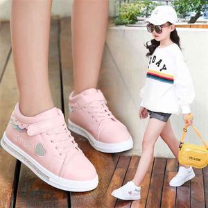 Children Shoes School Pu Tennis Shoes Lovely Girls Princess Casual Shoes Kids Running Sneakers Fashion Sequins Black/pink/white 210329