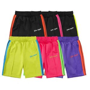 Palm 2022 Street Fashion Engel Buchstaben Casual Farblich Passende Gestreifte Shorts Elastische Taille Männer und Frauen Sport Hosen