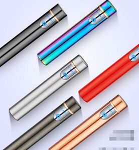 Nyaste cylinderfingeravtryck Touch Sensor Cigarettändare laddningsbar metall USB Flamelösa vindtäta tändare 8 Färger Rökningsverktyg