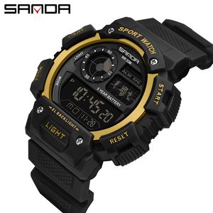 Wodoodporna cyfrowa zegarek Męskie zegarki sportowe Elektroniczne LED Mężczyzna Wrist Watch dla Mężczyzna Zegar Sanda Brand Wojskowy Wojskowy Wristwatch X0524
