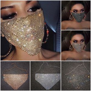 Kristal Parti Maskeleri Trendy Bling Rhinestone Yüz Maskesi Jewlery Kadınlar için Yüzler Peçe Vücut Takı Gece Kulübü Dekoratif Mücevherat PartyFestive Masquerade