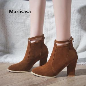 Stövlar Marlisasa Kvinnor Söt Söt Svart Höst med Back Zippers Female Casual Winter High Heel Botas Femininas F2842