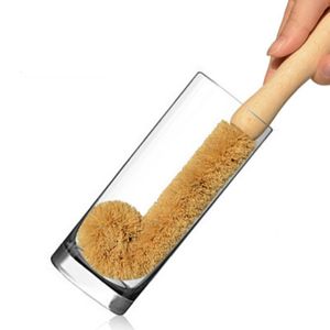 Wooden Cup Cleaning Brushes Coconut Palm Long Handle Bottle Cleaner Pot Glass Kitchen Washing Tableware Brush Tools 24cm RH2804