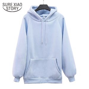 Varmficka Hooded Winter Kläder Pullover Fleece Hoodie Kvinnor Sweatshirts Jacka Oversize Lady Pullovers Koreanska Toppar 11618 210510