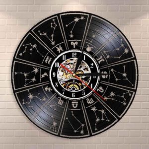 Wandklokken Home Decor Klok Zodiac Sign Record Astrology Stars Decoratieve horlogegedicht