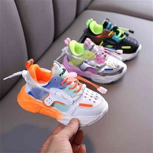 Sonbahar Bebek Kız Erkek Rahat Ayakkabılar Yumuşak Alt Kaymaz Nefes Açık Moda Çocuklar Sneakers Çocuk Spor Ayakkabı 210329