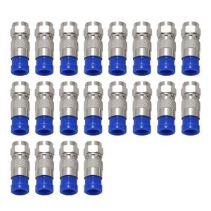 Equipamentos de rega RG6 F Digite Conector Coaxial Coaxial Compression Fitting 20 Pack (Azul)