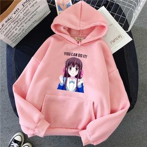 Anime Meyve Sepeti Hoodie Kadınlar Karikatür Yapabilirsiniz Yapabilirsiniz Yazdır Hoodies Erkekler Casual Tişörtü Moda Streetwear Kazaklar Y0820 Tops