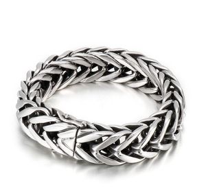 Masculine Style 17MM Wide Curb Chain Bracelet Stainless Steel Silver Color for Men 8.66 inches 121g weight