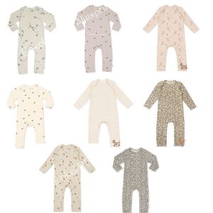 Enkelibb baby ekologisk bomull romer långärmad barn märke design k * spädbarn jumpsuit citron körsbärsmönster 211011