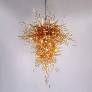 Lampadari di lusso in ambra Lampadari a sospensione in vetro soffiato a mano a LED Decorazione artistica Catena Illuminazione per interni Casa Colore marrone chiaro 80 x 120 CM