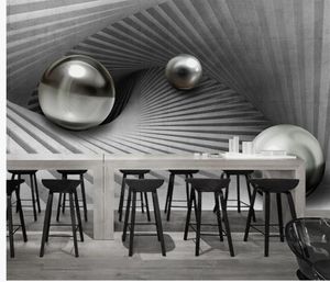 Metal Ball 3D Space Mural Wallpapers Modern tapet för vardagsrum