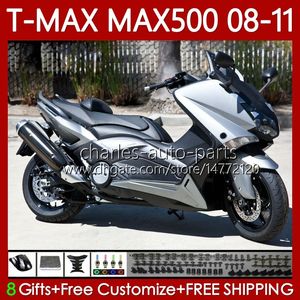 Ciało motocyklowe dla Yamaha T-MAX500 TMAX-500 MAX-500 T 08-11 Bodywork 107NO.26 Gorące srebrzyste