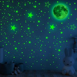 Adesivos de parede 1049PC adesivo de desenhos animados luminous star da lua diy quarto de sala de estar el bar shopping shopping auto-adesivo