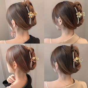 Fashion Flower Pearl Hair Pins Wholesale Ponytail Hairs Updo Clamps Large Size Gold Color Bath Hairpins