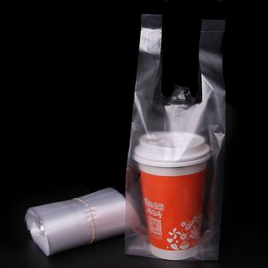 5000pcs / lote 500ml chá leite café plástico takeaway takeaout colete bolsa portátil descartável bebidas saco de saco de bolsas de mão carregar sacos de mão