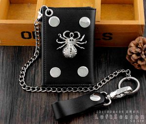 Carteira Mens Moda Hight Qualidade Aranha Meninos Curto Dinheiro Cartão com Chain Biker Rock