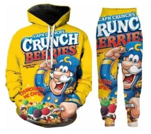 2022 nuovi uomini / donne Food Crunch Berries divertenti tute di moda con stampa 3D pantaloni Hip Hop + felpe con cappuccio ok021