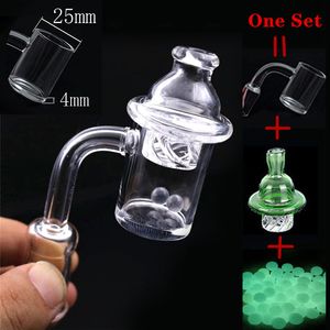 Hot selling domeless quartz banger nail 4mm thick 10mm 14mm 18mm Cyclone Spinning Carb Cap terp pearls for dab rig