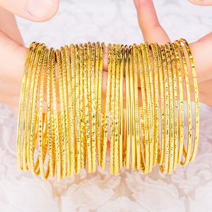 Fino Bangle Mulheres Jóias Clássico Pulseira 18k Amarelo Ouro Cheio Acessórios de Moda UNOPEN