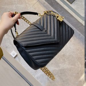 Diseñador de lujo Bolso Colegios Mujeres Bolsos de hombro moda estilo clásico bolso de mano piel de oveja Y logotipo de metal Bolsos cruzados bolsos desmontables V patrón