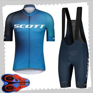 Scott Team Cycling Kortärmad Jersey (Bib) Shorts Sets Mens Sommar Andas Väg Cykelkläder MTB Bike Outfits Sport Uniform Y210414114