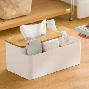 Tissue Box Remote Control Holder Makeup Cosmetic Storage Napkin Paper Container Desktop Organizer Home Decor Tools 210818