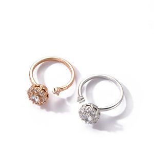 Zappel-Angstringe für Frauen, verstellbares offenes Ring-Set, Spinner, Zirkonia, Blume, Schmetterling, Perlen, Stressabbau, stapelbarer Schmuck