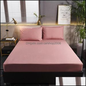 Sheets & Sets Bedding Supplies Home Textiles Garden Textile Bedsheet 1 Piece For Bed Mattress Er Sheet With Elastic Band Romantic Solid Colo