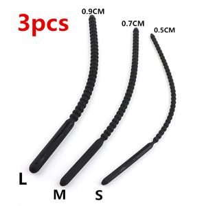 Massaggio 3pcs Silicone Catetere uretrale Dilatatore Horse Eye Sounding Spina del pene Inserisci Giocattoli adulti del sesso per gli uomini Stimolatore gay Suono dell'uretra