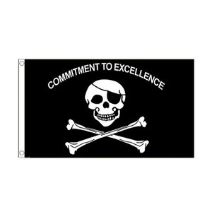 Jolly Roger Impegno per l'eccellenza Bandiere 3x5ft Striscioni in poliestere 100D Indoor Outdoor Colori vivaci Alta qualità con due occhielli in ottone