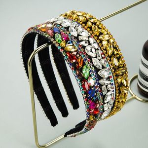 Luxury Korean Geometric Crystal Headband Elegant Color Rhinestone Beaded Hairband Girl Party Hair Accessory Headpiece