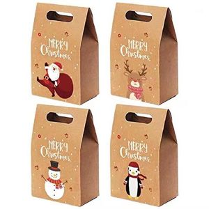 Wrap prezent AGN Sznurek Torba Christmas Towary Kraft Torby Papierowe Z Snowflake Snowman Card Birthday Xmas Favors Opakowanie