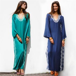 Embroidery Cotton Beach Cover up Saida de Praia Swimsuit Women Bikini cover Tunics for Pareo Sarong wear #Q615 210420