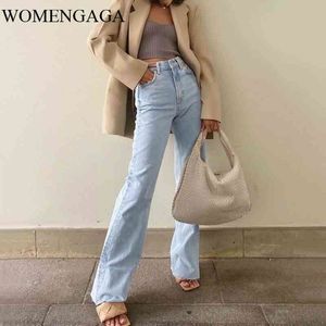 WOMENGAGA Damen „Relaxed“ Dad-Jeans mit hohem Bund und ungesäumtem Saum, gerade Jeanshose mit hoher Taille, DKEA 210329