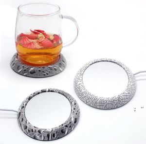 USB Cup Warmer Metal Coaster Pads Portable Home Elektrisk Powered Desktop Tea Kaffe Koppar Koppar Mugg Varmare-Mat Pad Aluminium Plate JJA9377