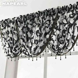 Napearl Beaded Waterfall Valance European Luxury Curtain Sheer Tabics Window Dekoration Behandling Transparent Jacquard 210913