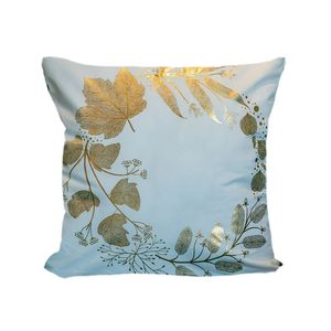 Stamping Gold Leaves Pillow case Sofa Cushion Cover Home Decorative Short Plush Pillows Cover Bed Car Retro European Style 45*45cm