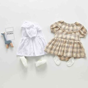 Baby Baby Roupas Set Macacões Meninas Verão Verão Inglaterra Estilo Menu Baltumsuits 210429