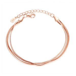 Nuovo modo femminile di colore oro rosa braccialetto temperamento elegante tre linee catena di osso di serpente gioielli braccialetto di colore argento Q0720