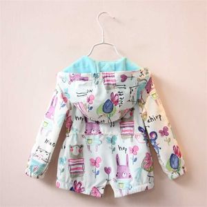 Frühling Herbst Nette Baby Mädchen Mantel Blumen Cartoon Druck Jacke Für Kinder Windjacke Kinder Kleidung 211204