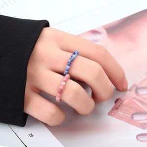 Mode stenpärlor Elastisk ring för kvinnor Färgglada geometriska runda ringar Smycken gåvor