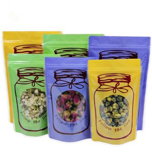 Stand Up Bottle Drawing Plastic Zipper Package Bag Doypack Dry Flower Self Seal Packing Pouch Tea Nut Borsa al dettaglio con